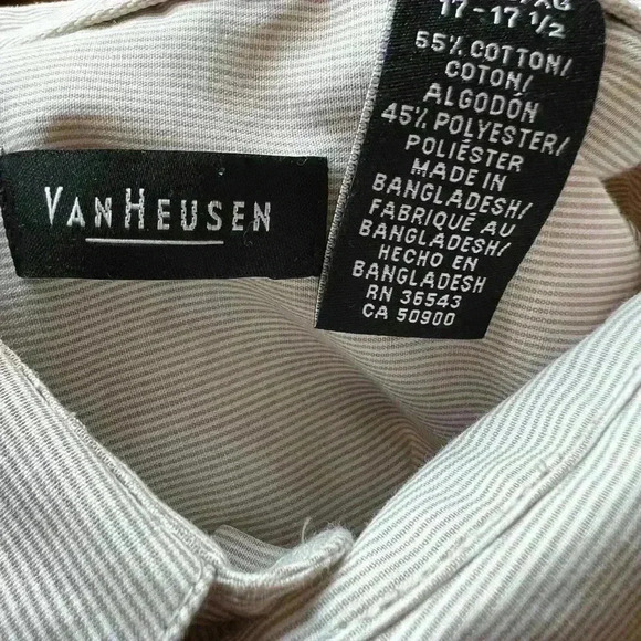 Men's Tan Button Down XL Van Heusen Dress Shirt - Picture 2 of 5